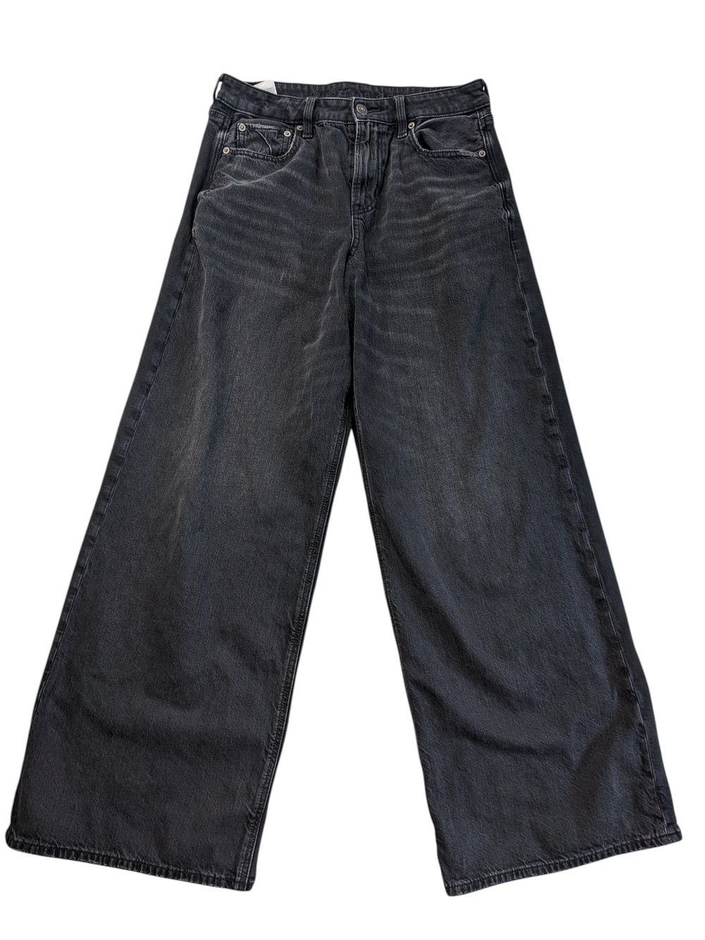 American Eagle Outfitters Wide-Leg Black Fade Jeans Size 4 Flaw